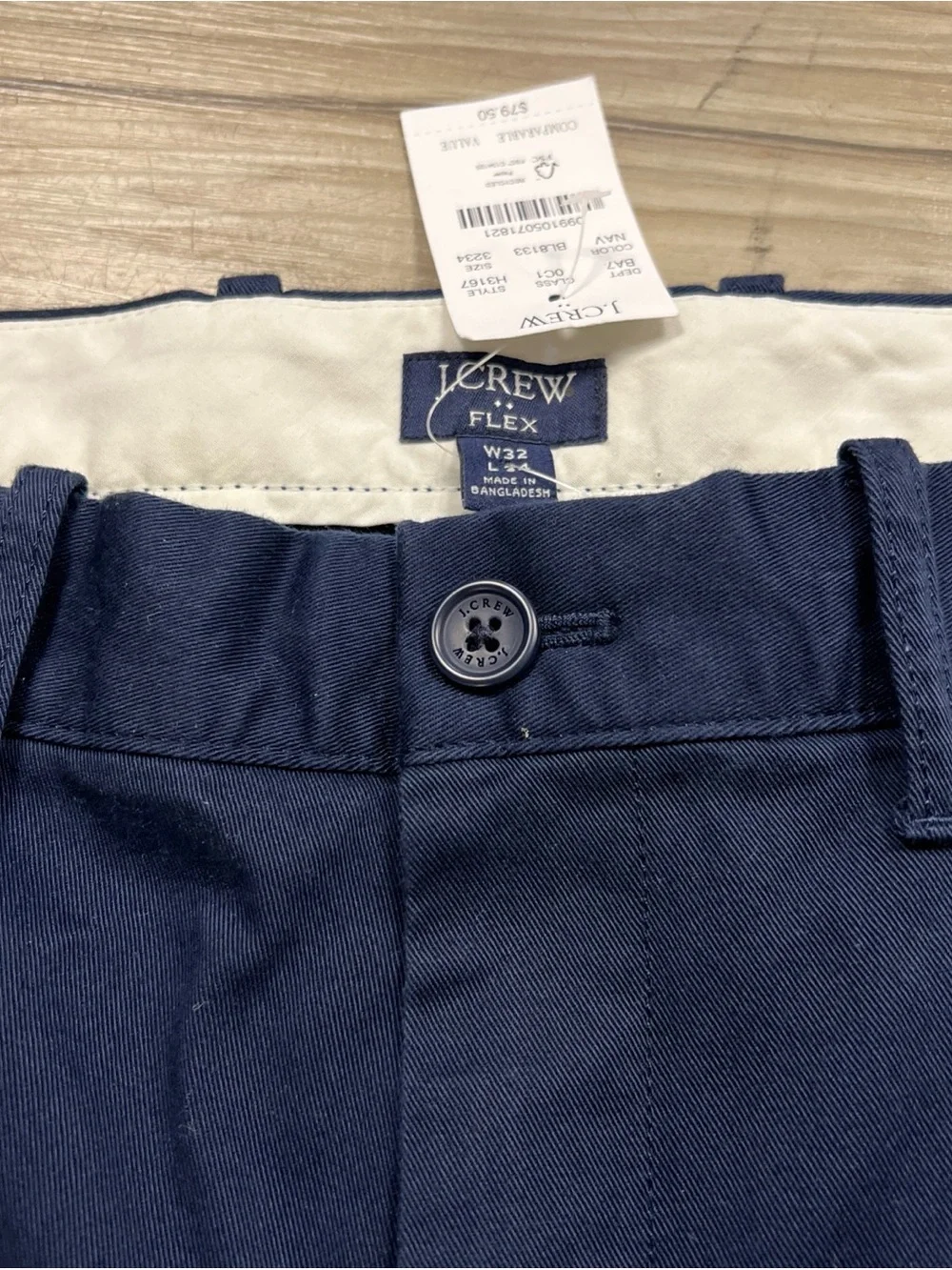 J.Crew Flex Slim Fit Chino Pants Navy Blue Mens Size 32x34 H3167 NWT $80